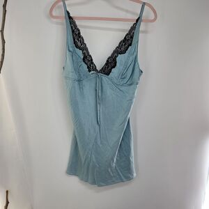 Victoria's Secret Blue Chemise with Black Lace